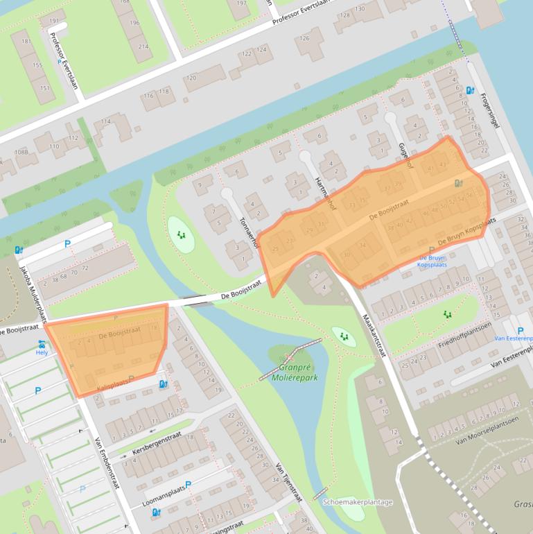 Kaart van postcodegebied 2628ZN.