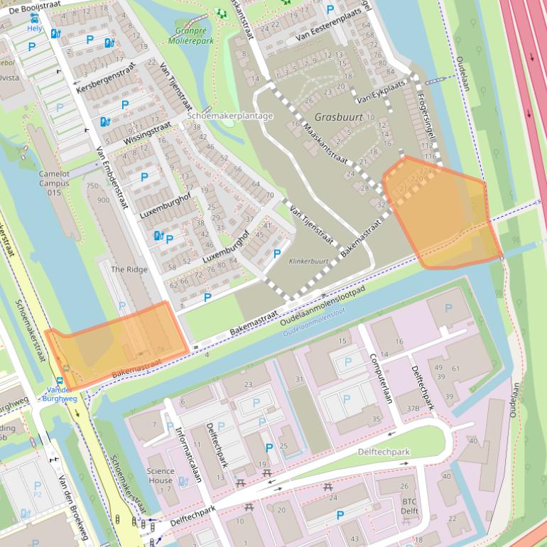 Kaart van postcodegebied 2628ZS.