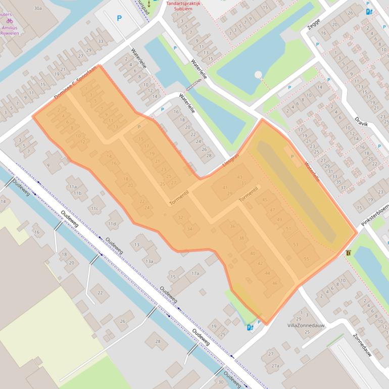 Kaart van postcodegebied 2631DD.