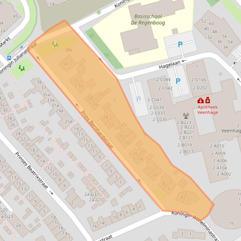 Kaart van postcodegebied 2631EC.