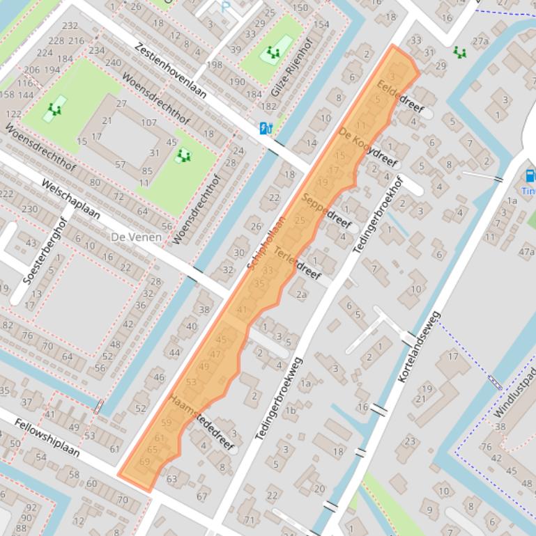 Kaart van postcodegebied 2631MN.