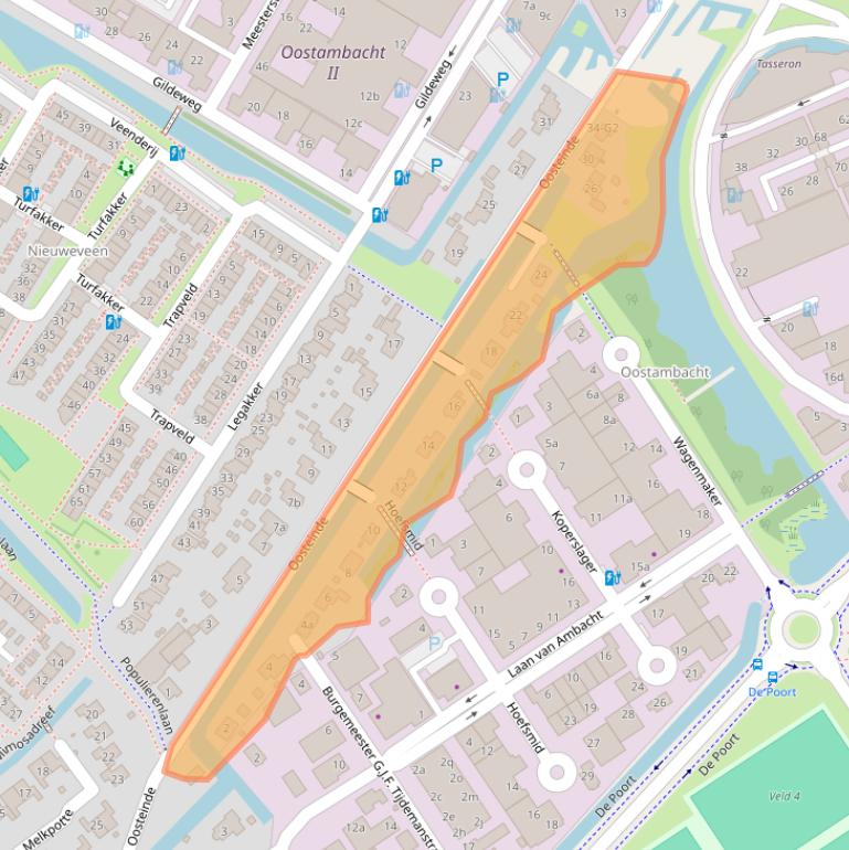 Kaart van postcodegebied 2631PL.