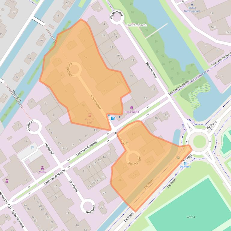 Kaart van postcodegebied 2631RK.