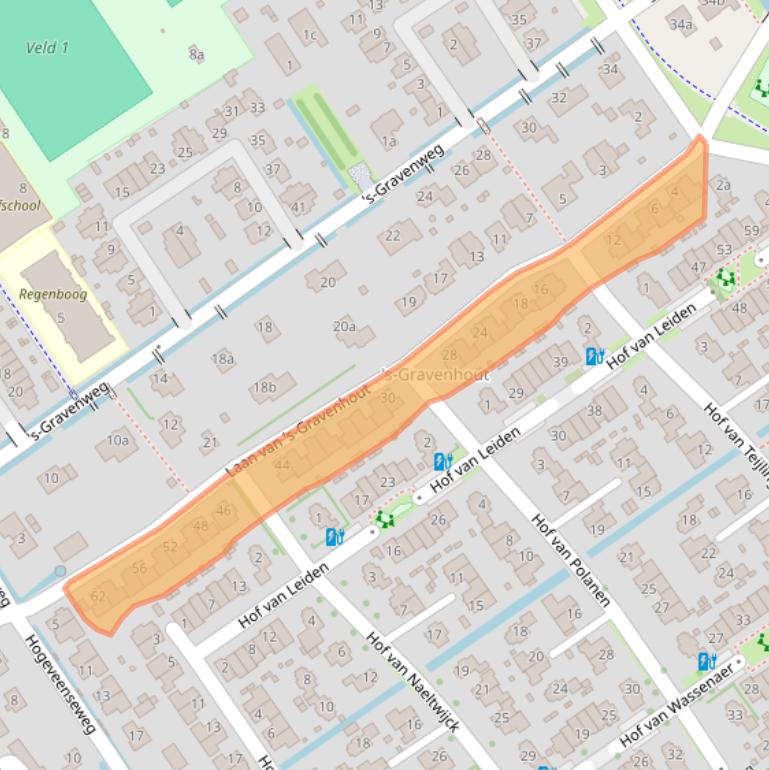 Kaart van postcodegebied 2631WS.