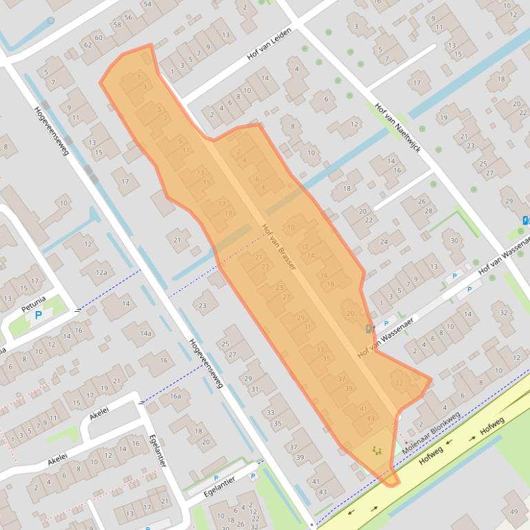 Kaart van postcodegebied 2631WZ.