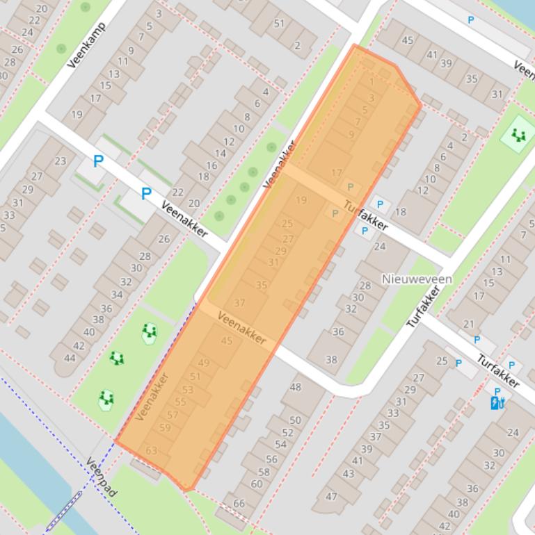 Kaart van postcodegebied 2632AH.