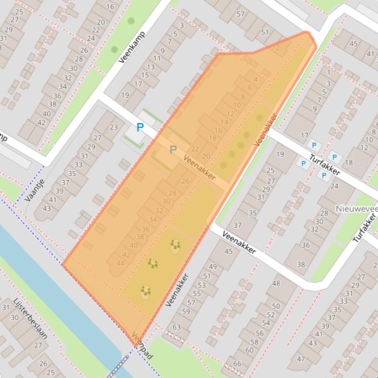 Kaart van postcodegebied 2632AJ.