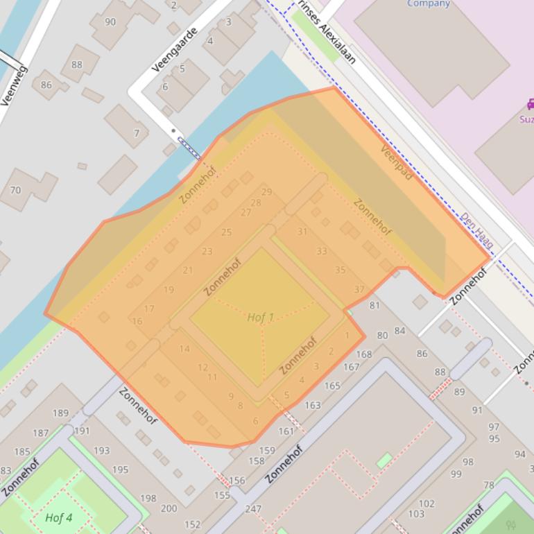 Kaart van postcodegebied 2632BE.