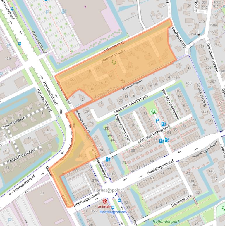 Kaart van postcodegebied 2635BV.