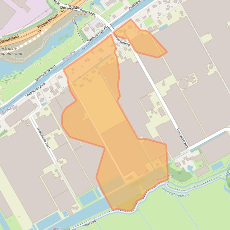 Kaart van postcodegebied 2635CV.