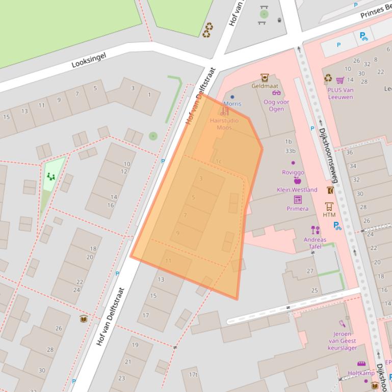 Kaart van postcodegebied 2635ED.