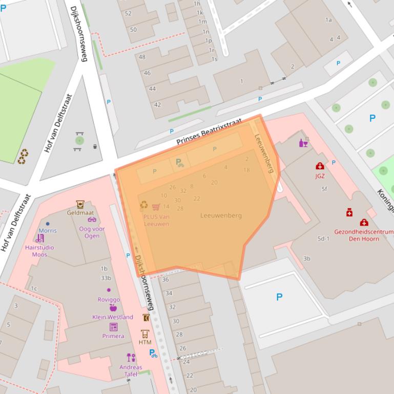 Kaart van postcodegebied 2635GD.