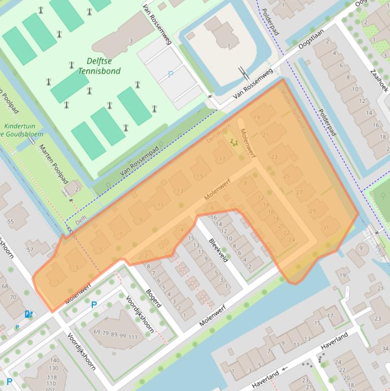 Kaart van postcodegebied 2635JT.