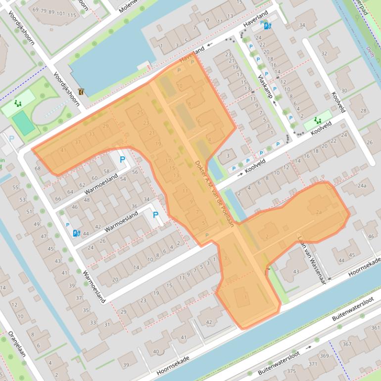 Kaart van postcodegebied 2635LA.