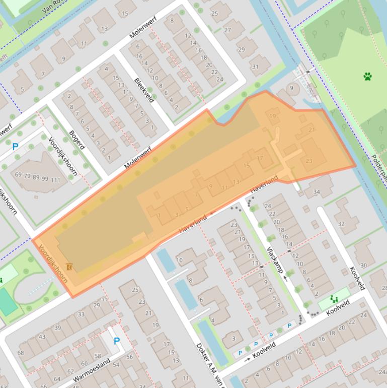 Kaart van postcodegebied 2635LG.