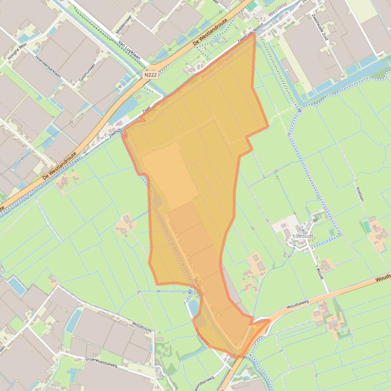 Kaart van postcodegebied 2636AR.