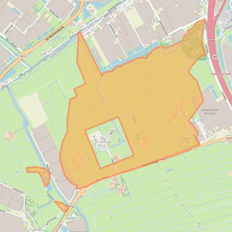 Kaart van postcodegebied 2636AW.