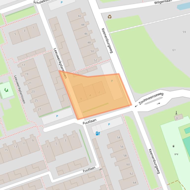 Kaart van postcodegebied 2636EN.