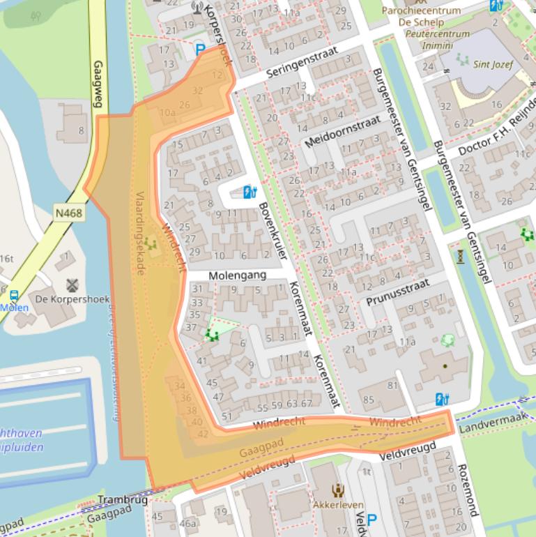 Kaart van postcodegebied 2636JA.