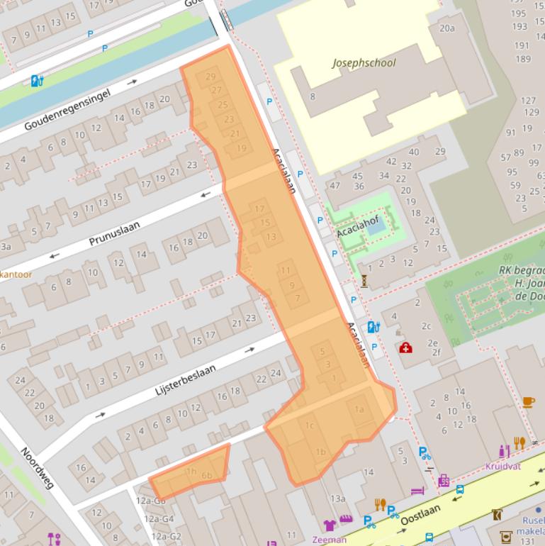 Kaart van postcodegebied 2641AA.