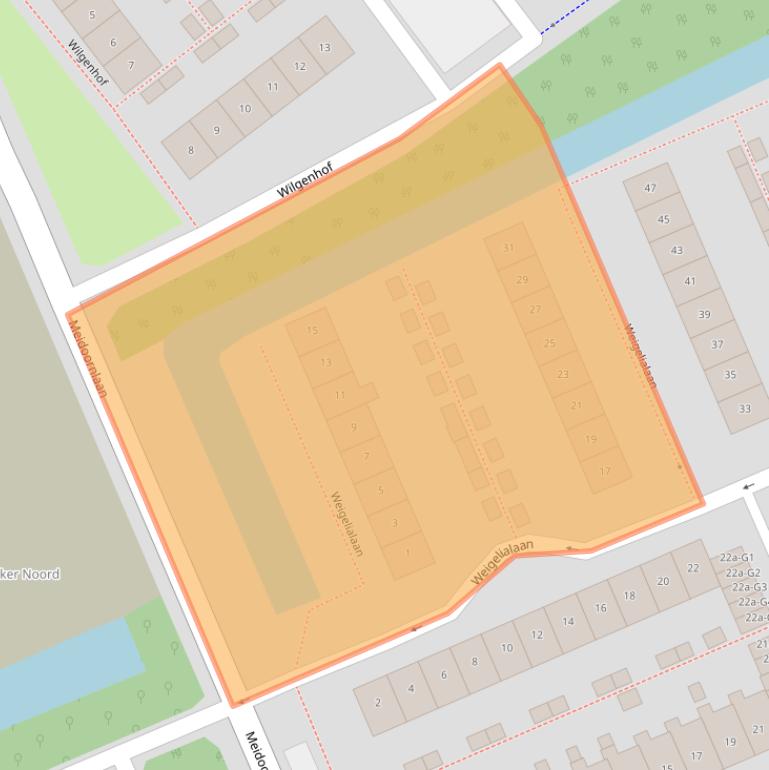 Kaart van postcodegebied 2641CC.