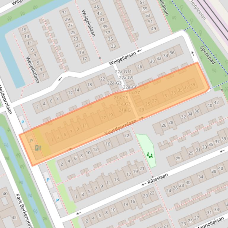 Kaart van postcodegebied 2641CG.