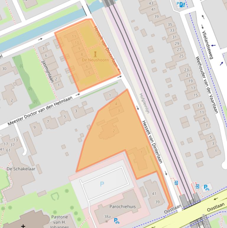 Kaart van postcodegebied 2641DD.