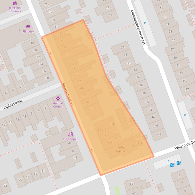 Kaart van postcodegebied 2641EB.