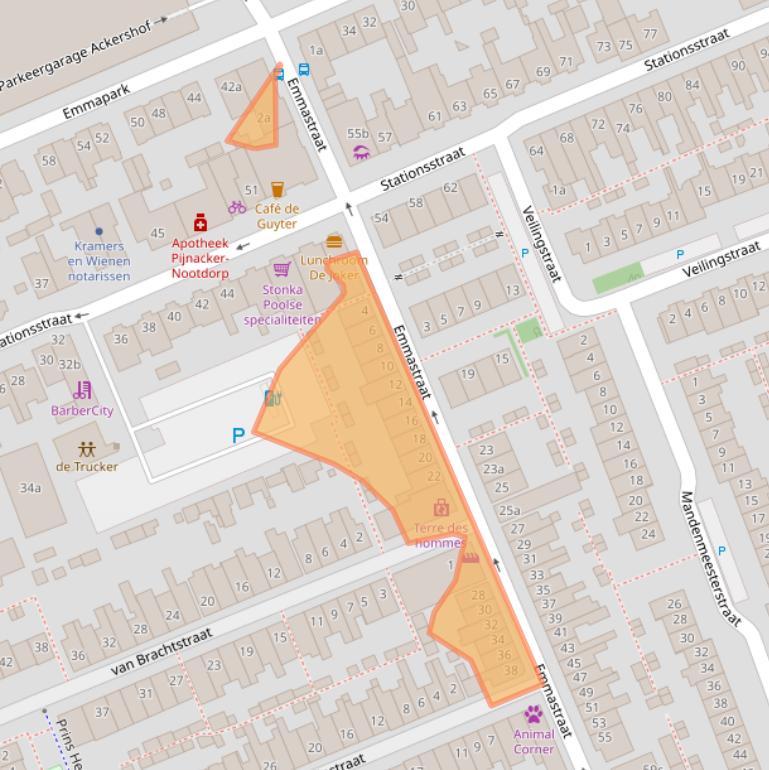 Kaart van postcodegebied 2641EE.