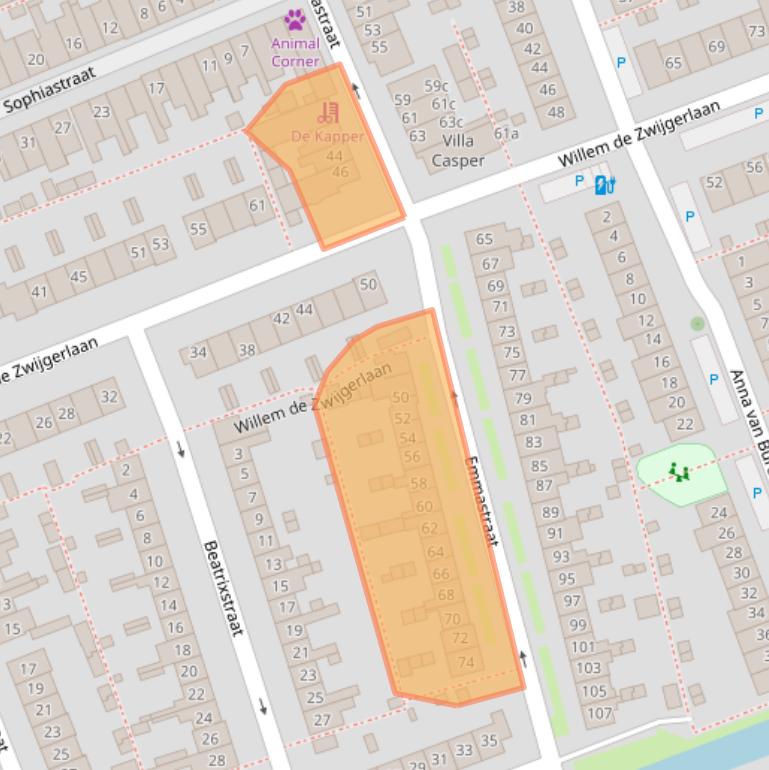Kaart van postcodegebied 2641EG.