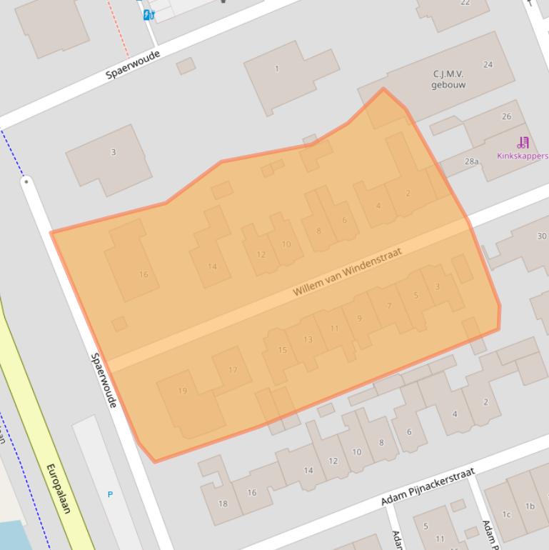 Kaart van postcodegebied 2641GR.