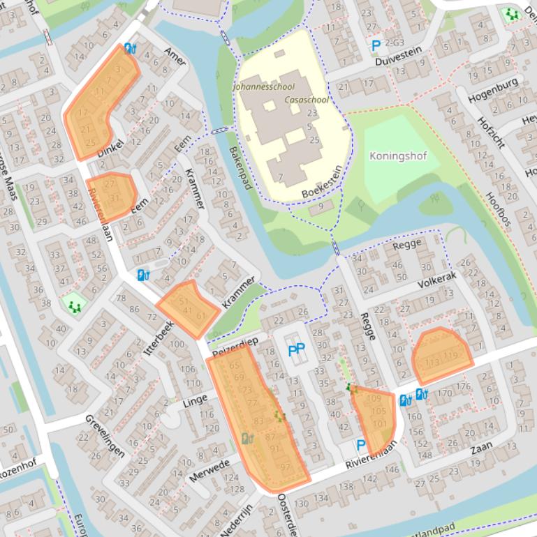 Kaart van postcodegebied 2641VZ.