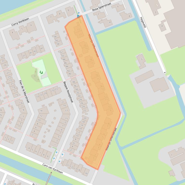 Kaart van postcodegebied 2642BN.