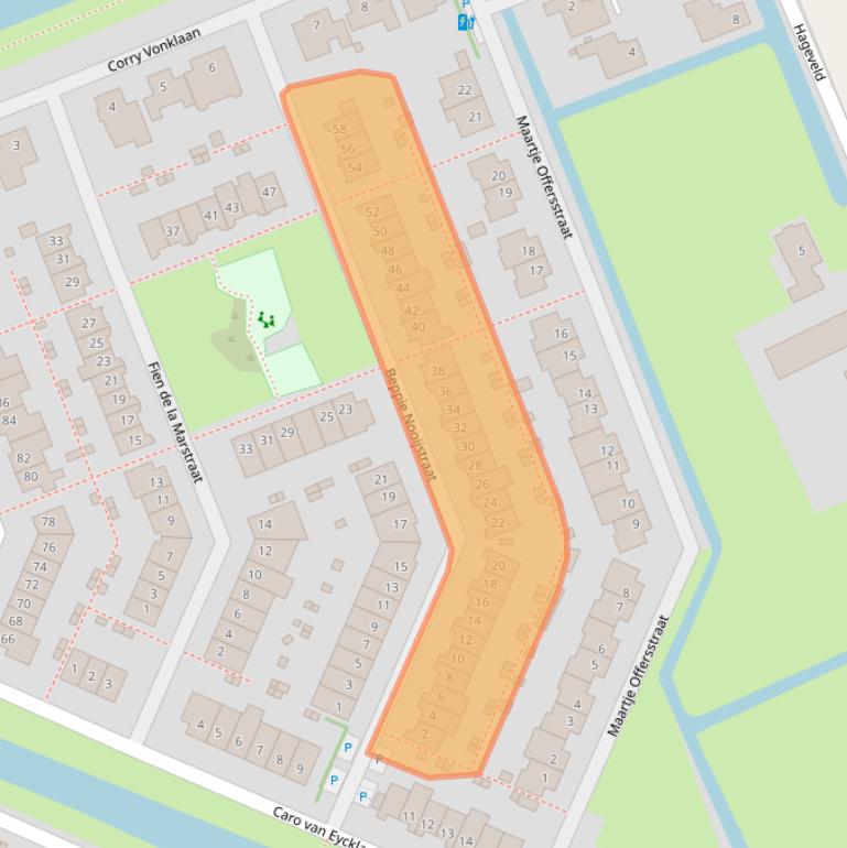 Kaart van postcodegebied 2642BS.