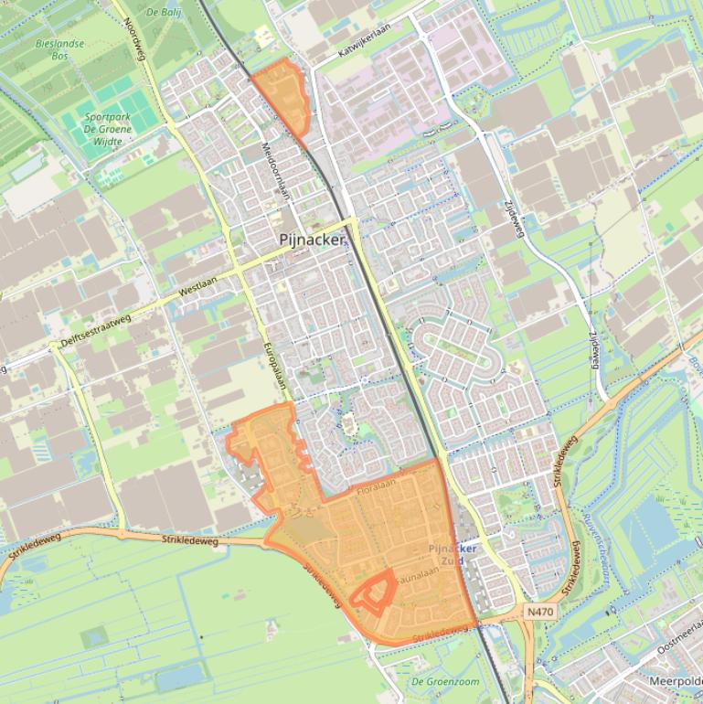 Kaartafbeelding, ingezoomd op postcodegebied 2643.