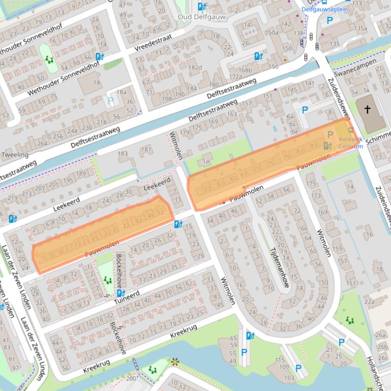 Kaart van postcodegebied 2645GC.