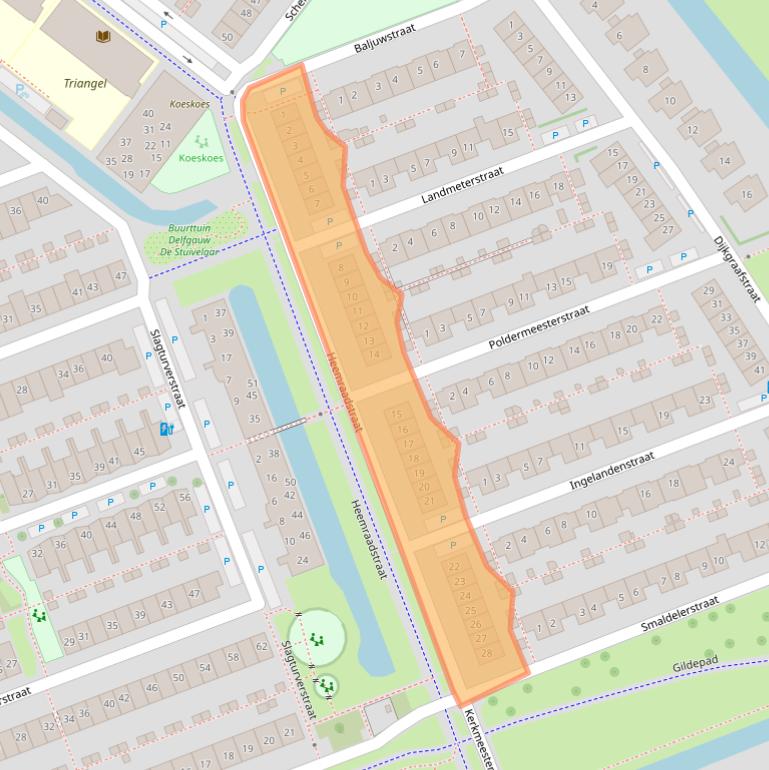 Kaart van postcodegebied 2645KE.
