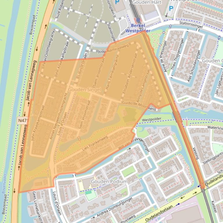 Kaart van postcodegebied 2651BG.