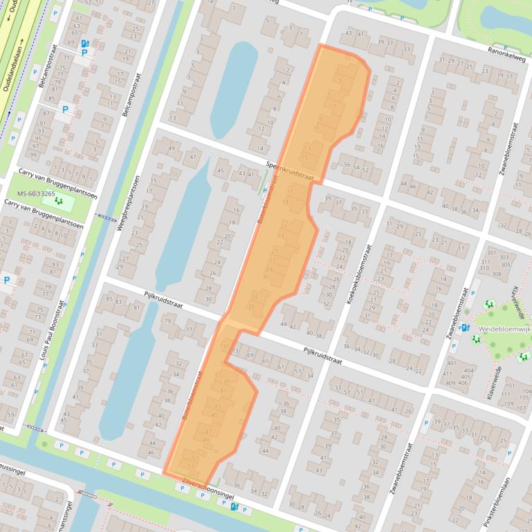 Kaart van postcodegebied 2651MB.