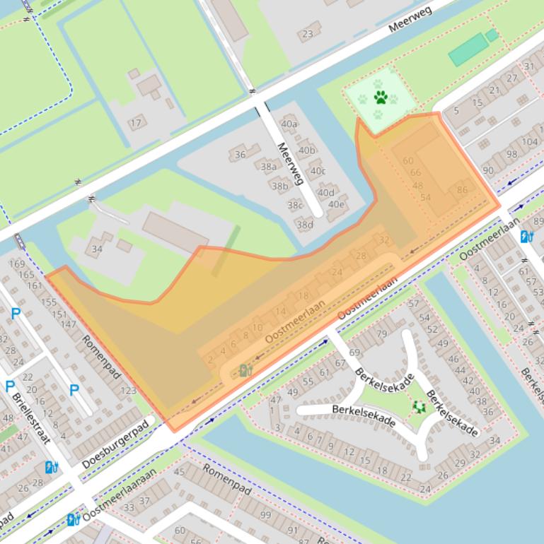 Kaart van postcodegebied 2652AD.