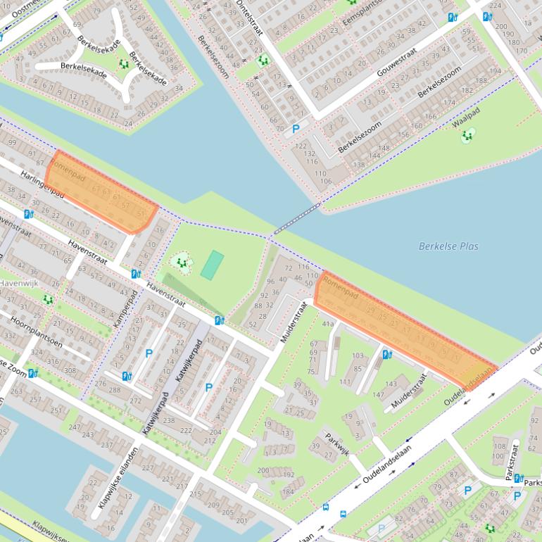 Kaart van postcodegebied 2652BX.