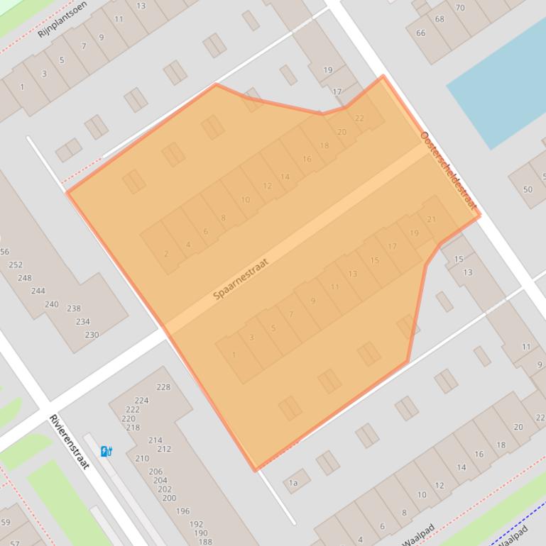 Kaart van postcodegebied 2652DG.