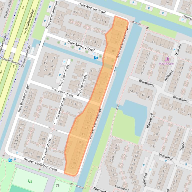 Kaart van postcodegebied 2652GE.