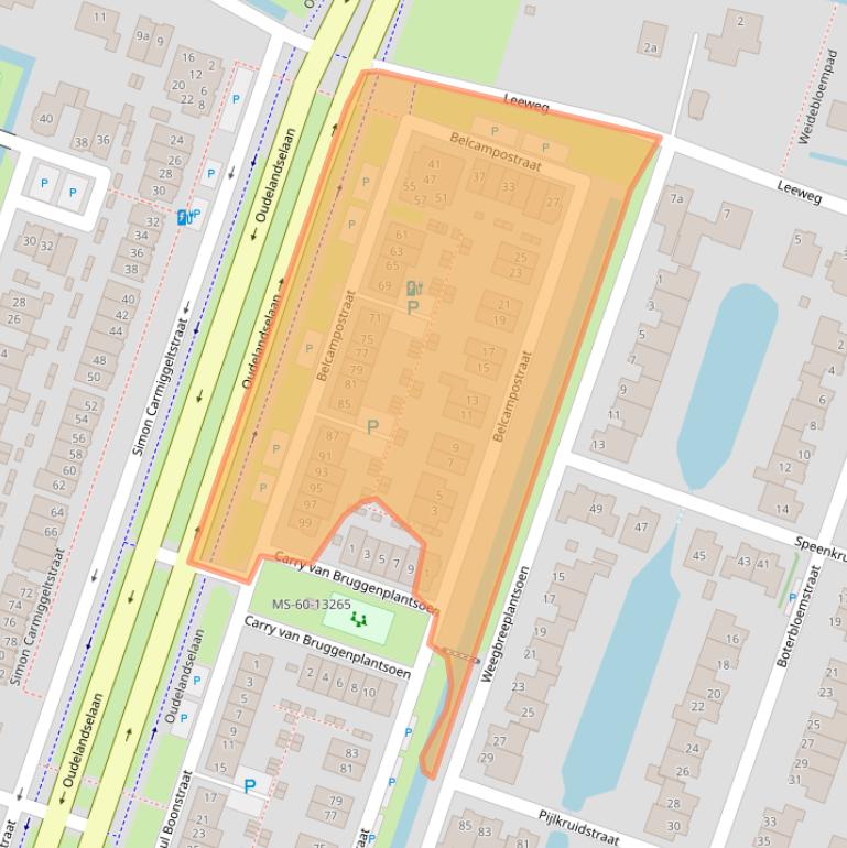 Kaart van postcodegebied 2652KA.