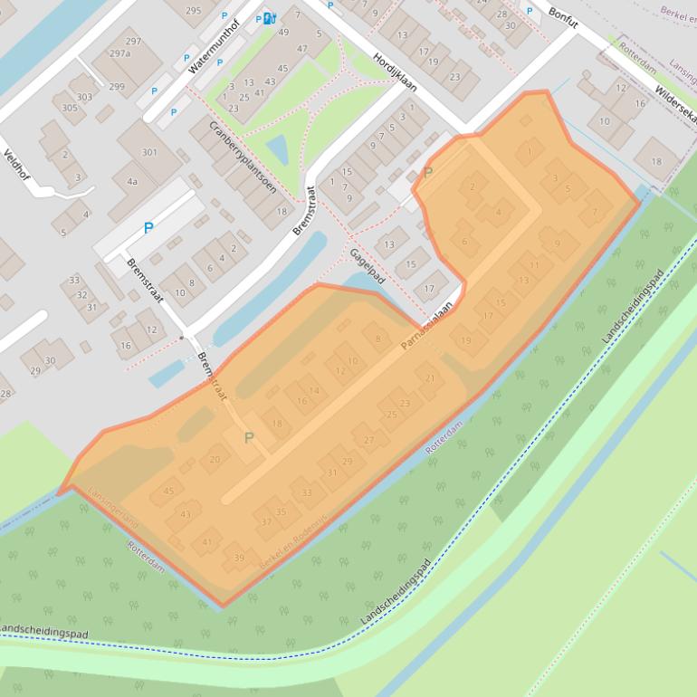 Kaart van postcodegebied 2652MB.