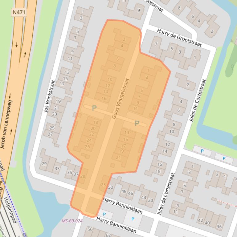 Kaart van postcodegebied 2652NC.