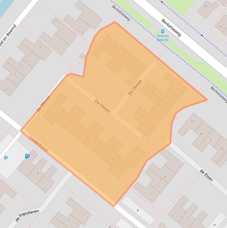 Kaart van postcodegebied 2661AT.