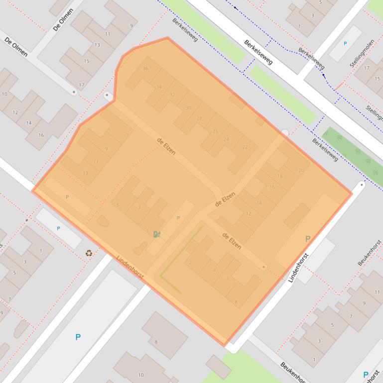 Kaart van postcodegebied 2661BA.