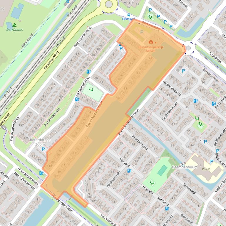 Kaart van postcodegebied 2662GM.
