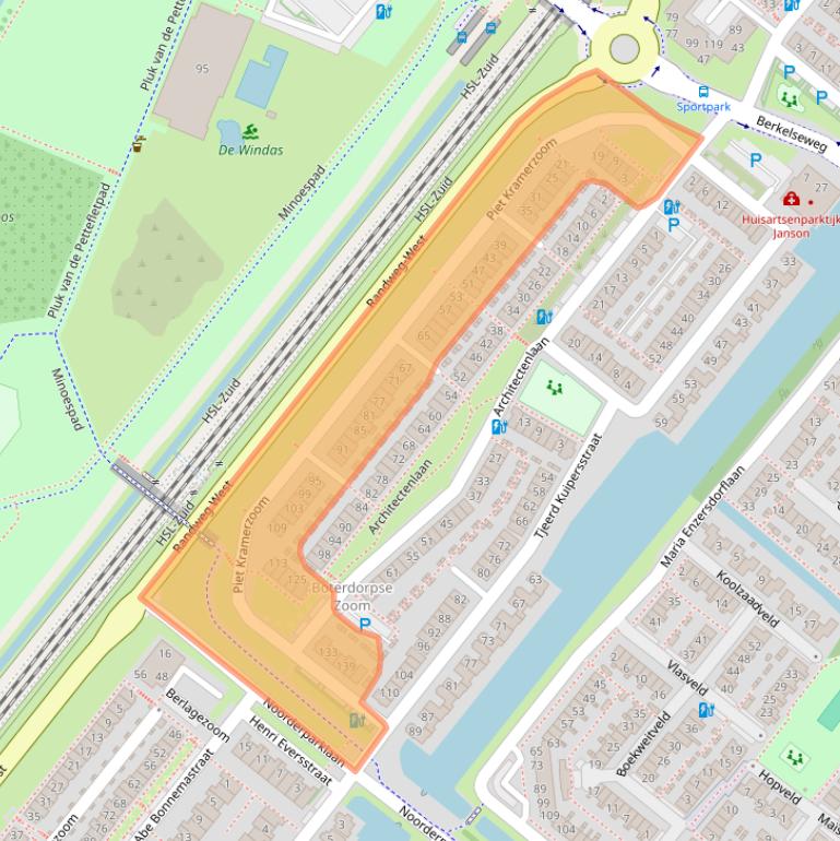 Kaart van postcodegebied 2662GP.